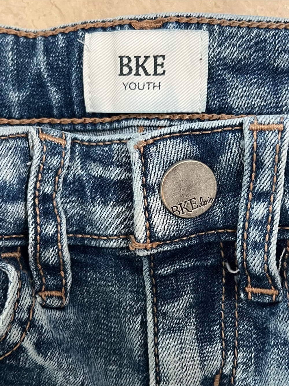 BKE Girls Distressed Light Blue Flare Jeans - Picture 4 of 5